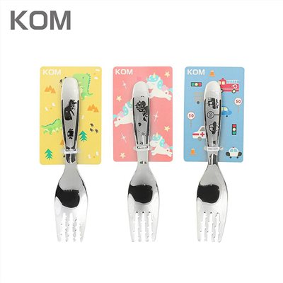 KOM 316不鏽鋼兒童叉1入 (獨角獸/恐龍/汽車三色)