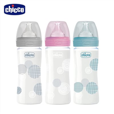 chicco 舒適哺乳 防脹氣玻璃奶瓶 240ml (小單孔)