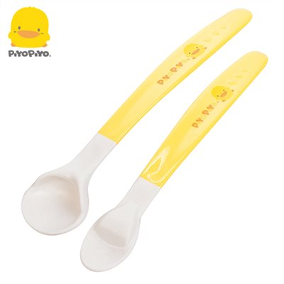 黃色小鴨《PiyoPiyo》雙色離乳安全湯匙組-2入