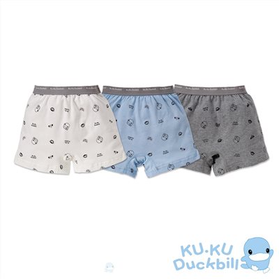 KUKU酷咕鴨 男童四角內褲3入 (尺寸可選)