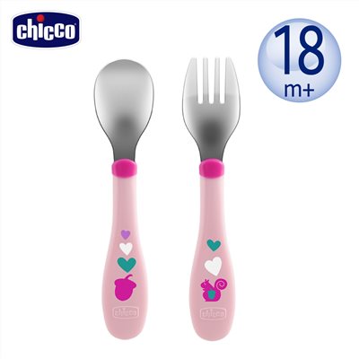 chicco 不鏽鋼幼兒叉匙組-3色