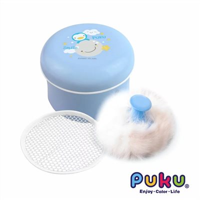 Puku 兔毛粉撲盒-水/粉色