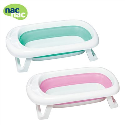 nac nac 2in1折疊浴盆組(浴盆+浴網) 清新綠/甜心粉