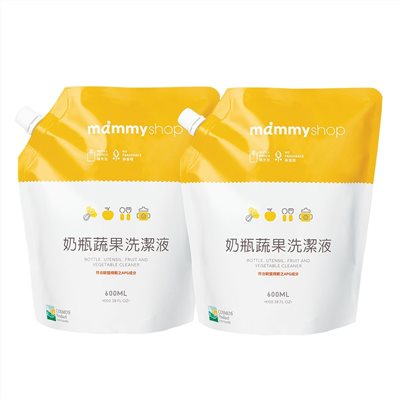 mammyshop媽咪小站 奶瓶蔬果洗潔液(600ml) 補充包2入組