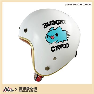 《遠古騎士》NIKKO N-401 美式復古安全帽 咖波 白色 金色邊條 皮革內裡 復古帽 安全帽