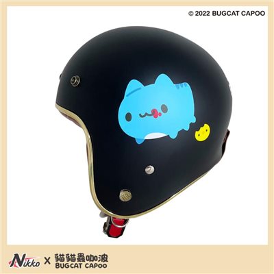 《遠古騎士》NIKKO N-401 美式復古安全帽 咖波 消光黑 金色邊條 皮革內裡 復古帽 安全帽
