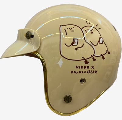《遠古騎士》NIKKO N-401A 咻咻熊 咻熊家的鈴薯泥 奶茶 金色邊條 皮革內裡 復古帽