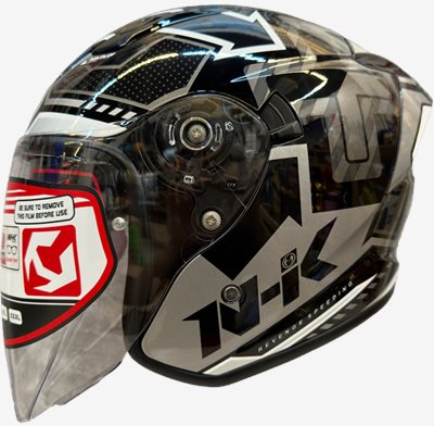 《遠古騎士》NHK S1 GP PRO 復仇之速 黑銀 內藏墨片半罩式安全帽
