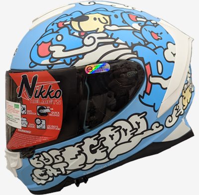 《遠古騎士》Nikko N806 N-806 咖波 聯名款 平藍 貓貓蟲咖波內鏡片(電鍍)安全帽