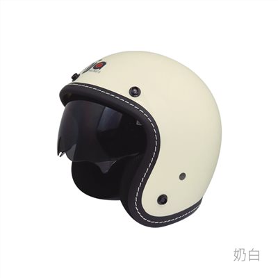 《遠古騎士》華泰 K-806A5 車線條 奶白 復古帽 內墨鏡 安全帽 全可拆內襯