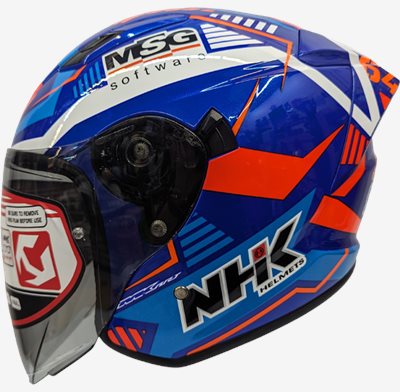 《遠古騎士》NHK S1 GP PRO BB64#5 亮藍白橘 內藏墨片半罩式安全帽