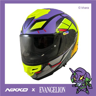 《遠古騎士》Nikko N-806II 福音戰士 聯名款 初號機款 新世紀福音戰士 全罩 排扣 內藏墨鏡
