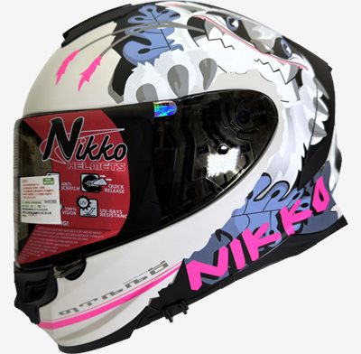 《遠古騎士》Nikko N-806 II #16狂氣達菲 平黑/藍粉 全罩 內鏡片 安全帽