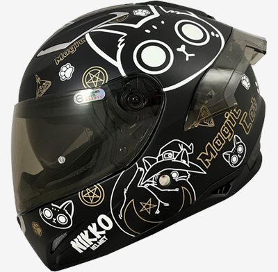 《遠古騎士》Nikko N-802s #10 霧面黑 很多貓咪安全帽 全罩 安全帽
