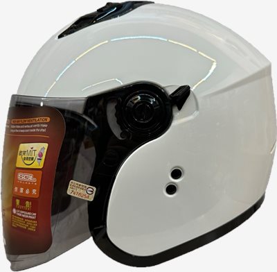 《遠古騎士》SOL SO-12 素色_素白 半罩內藏墨鏡 排齒扣 雙層鏡 安全帽