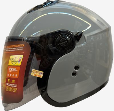 《遠古騎士》SOL SO-12 素色_水泥灰 半罩內藏墨鏡 排齒扣 雙層鏡 安全帽