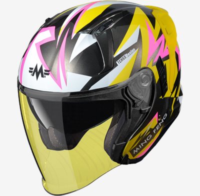 《遠古騎士》MING FENG MF-320 #999 黃 半罩 安全帽 3/4罩 內墨片