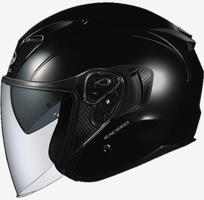 OGK KABUTO EXCEED 素色 亮黑 3/4罩 安全帽 內置墨片 半罩