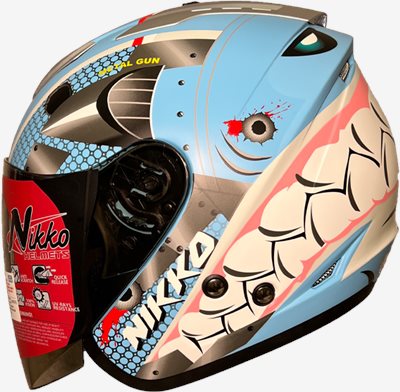 《遠古騎士》Nikko N557 N-557 鯊魚輕裝甲Ver. 變異藍 半罩式 內墨鏡 安全帽