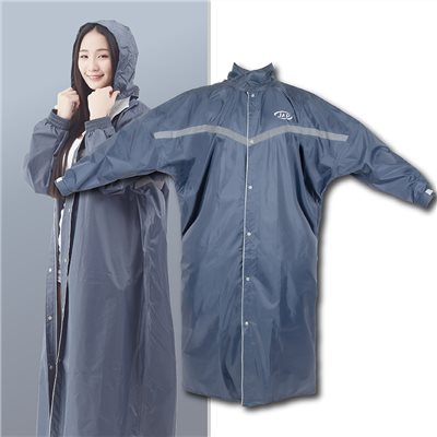 《遠古騎士》JAP YW-R301 尼龍全開雨衣 灰色 袖口調整 安全反光條 三層防水 連身雨衣