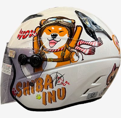 《遠古騎士》M2R M700 童帽 #5 柴犬 亮白 安全帽 半罩 全可拆洗