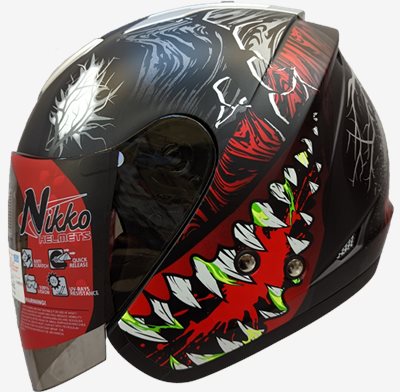 《遠古騎士》Nikko N557 N-557 大罪暴食 消光黑紅 半罩式 內墨鏡 安全帽