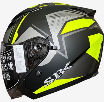《遠古騎士》SBK 安全帽 TYPE-S ll FORCE 消光黑黃 雙鏡片 排扣 3/4罩 內襯全可拆