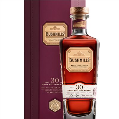 鉑仕麥(布什米爾) 30年PX雪莉桶愛爾蘭桶單一麥芽威士忌 BUSHMILLS 30Y PX SHERRY CASKS SINGLE MALT IRISH WHISKEY