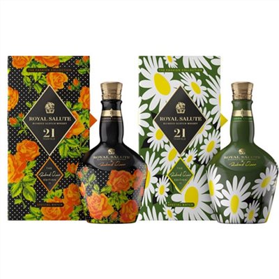 皇家禮炮 21年「新奢時尚系列第二代」橙紅玫瑰與法蘭西菊限定版ROYAL SALUTE 21Y THE RICHARD QUINN EDITION 2
