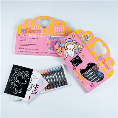新易 蜡藝珠光色蠟筆+著色卡 (J-8PG)