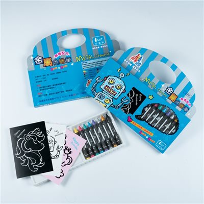 新易 蜡藝金屬色蠟筆+著色卡 (J-8PB)