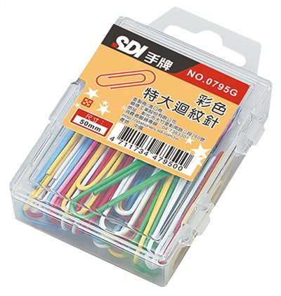 SDI手牌  25元系列 彩色特大迴紋針(0795G)