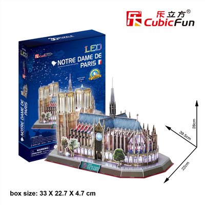 [樂立方3D立體拼圖 LED發亮系列-巴黎聖母院(L173h)