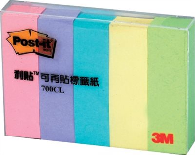3M 利貼 可再貼 700CL-1 5色標籤紙