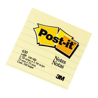 3M 可再貼 630黃底綠橫格便條紙
