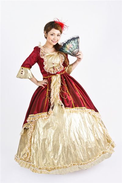 2001酒紅金鍊/女宮廷服