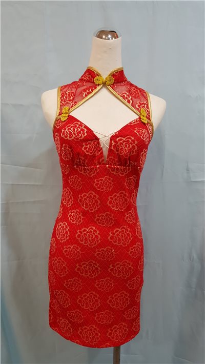 透紗紅旗袍