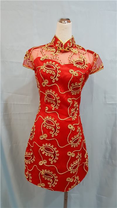 紅色金絲短旗袍