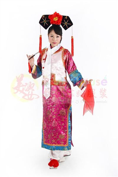 格格服/桃紅緹花