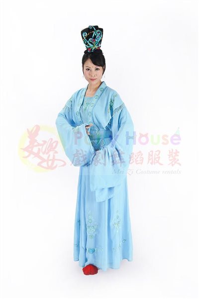 水袖小姐服/水藍