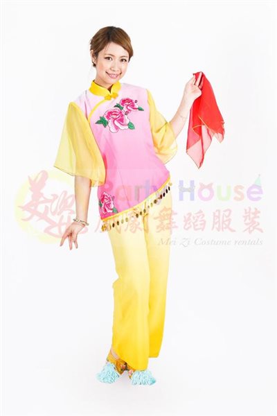 唐裝/黃桃紅