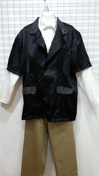 亮面短袖黑西裝