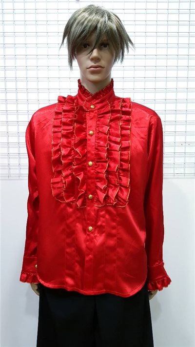 宮廷緞面襯衫/紅