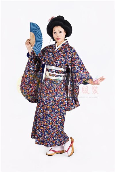 長和服/深藍花樣