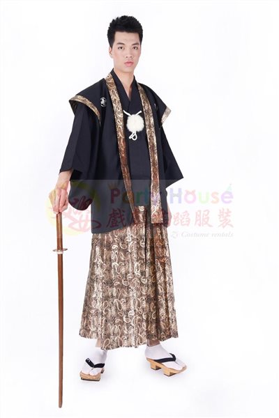 日本服/黑底金蔥