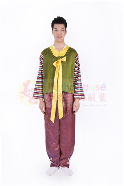 男韓服/草綠彩袖