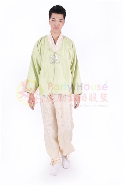 男韓服/薄綠白領