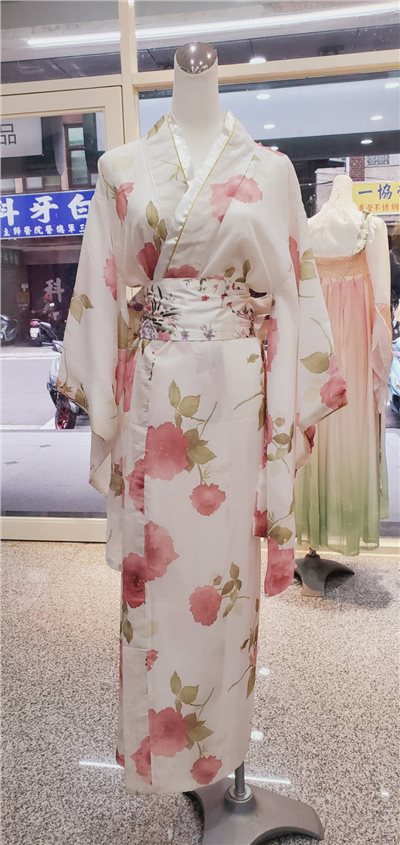 長和服/白底花朵
