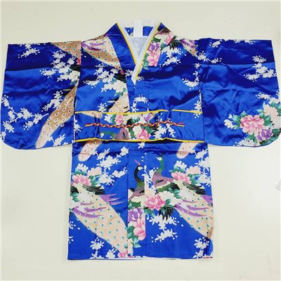 藍色孔雀長和服 