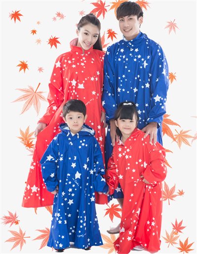  Pierre Cardin 皮爾卡登夢幻之星 親子雨衣、情侶雨衣-紅藍兩色 （另有兒童版可選購）